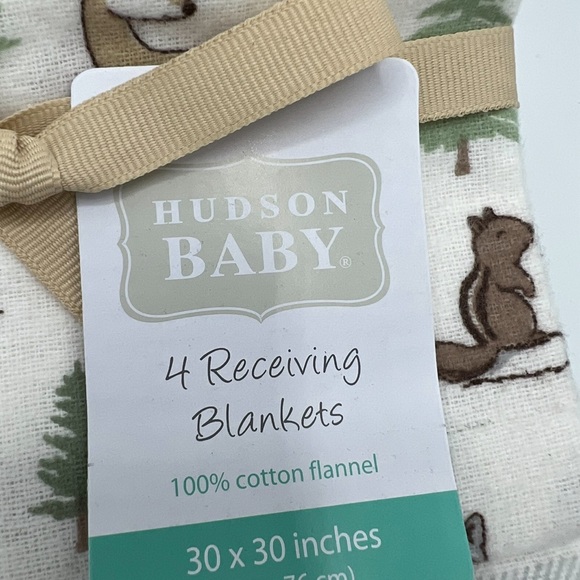 100% COTTON 4 PACK RECEIVING BLANKETS WOODLAND ANIMALS - Picture 4 of 7